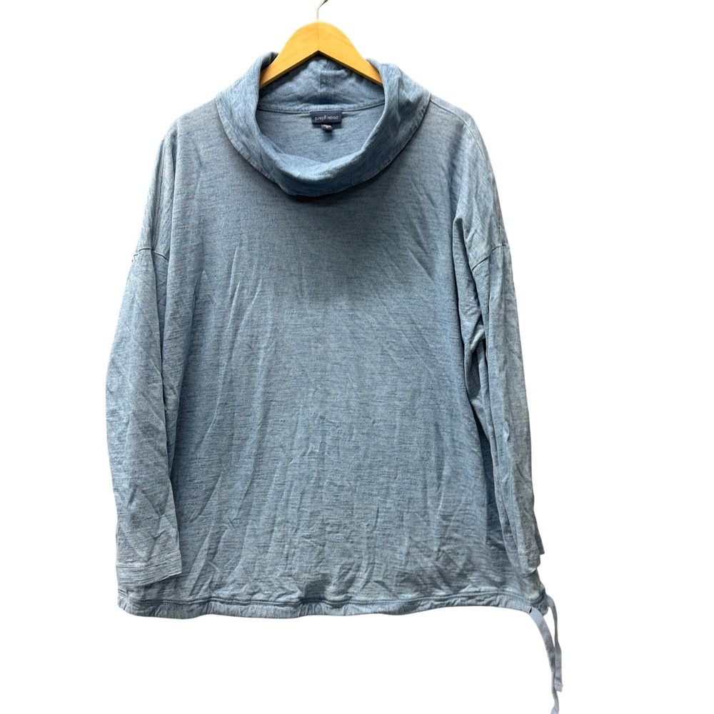 Pure Jill Indigo Sweatshirt Womens 2X Cowl Neck Lightweight Blue Coastal Cotton